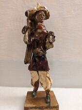 Vintage Mexican Folk Art Paper Mache Sad Old Man Carrying Lumber & Burdens picture
