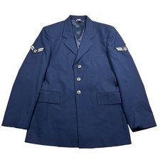 Vintage US Air Force USAF Blue Dress Uniform Coat Jacket 38R Rank Patches picture
