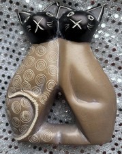Cat Lovers Soapstone Figurine Handmade in Kenya Africa Artisan Kitties VGUC picture