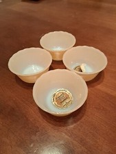 4 - Vintage Fire King Peach Lustre Luster 6 oz #424 Scallop Edge Custard Cups picture