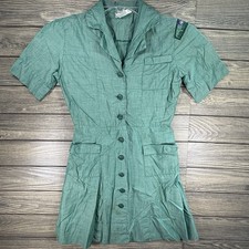 Vintage 50s Girl Scouts USA Green Uniform Short Sleeve Dress Size 7 Costume picture