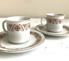 2 Art Nouveau Style Demitasse Cup + Saucer Sets Espresso Porcelain Diamond China picture