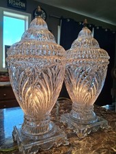 Vintage Crystal Clear Hurricane Lead Lamps Made In Poland (READ DESCRIPTION) picture