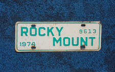 1974 ROCKY MOUNT North Carolina License Plate Town Topper picture