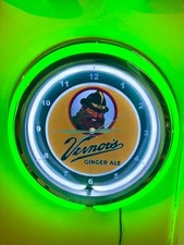Vernor's Ginger Ale Michigan Soda Fountain Neon Style Retro LED Clock Sign picture