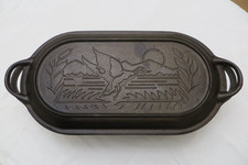 Rare 90s Lodge Wildlife Series 10 Qt Cast Iron Deep Fish Fryer-Mallard Duck Lid picture