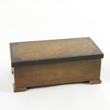 Vintage Wooden Trinket Box Hinged Jewelry Keepsake Rustic Small picture