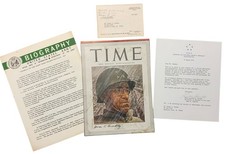 1944 Time Magazine Cover Army General Omar Bradley Signed Photo / Letter Lot picture