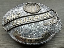 Vintage 1995 Champion Silver Overlay Broken Horn Belt Buckle CAQHEA Trophy Youth picture