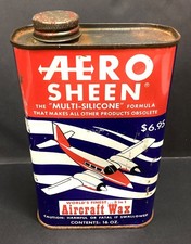 Vintage AERO SHEEN Multi-Silicone Aircraft Wax 16oz. Can picture