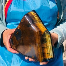 4.48 LB Natural Golden Tiger's Eye Polished Crystal Specimen Chatoyant Stone picture