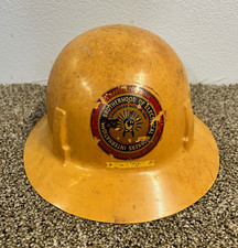 Vintage Yellow Hard Hat Helmet w/ International Brotherhood of Electrical Worker picture