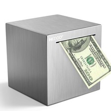 hizgo Piggy Bank for Adults Stainless Steel Savings 4.72 inches, Silver picture