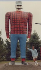 1980s Paul Bunyan Giant Lumberjack Statue Man Posing Roadside Attraction picture