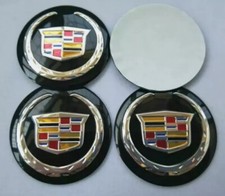 Set of 4 Black Wheel Center Stickers 56MM For Cadillac picture