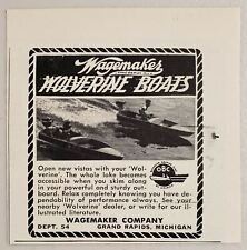 1952 Print Ad Wagemaker Wolverine Boats 2 Shown Grand Rapids,MI picture