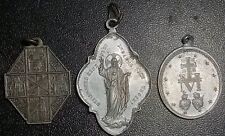 3 Antique Religious Lourdes, Rosello, Miraculous Virgin Mary Christianity medals picture