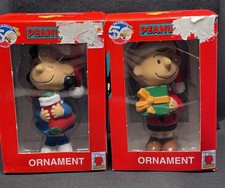 Vintage 2000 Charlie Brown & Lucy Christmas Ornaments Peanuts 50th. New in Boxes picture