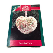 Hallmark Porcelain Christmas Ornaments 1992 For the One I Love Hand Painted NOS picture