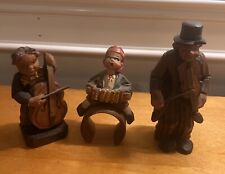 RARE Vintage Anri (Italy)Carved Wood Figurines, (3) Musicians-stamped Base picture