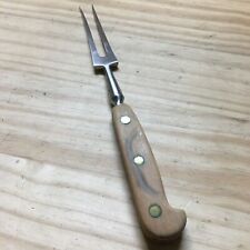 Vintage 1950s Butler England Stainless Carving Fork Wooden Handle 11.5 Inch Long picture