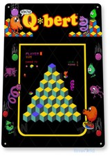 TIN SIGN Q-bert Arcade, 80's, Retro, Console, Marquee, Game Room Decor, A838 picture