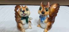 Vtg Miniature Squirrel Chipmunk Pair Anthropomorphic Big Eyes Comical Figurines picture