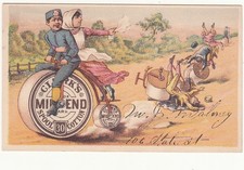 Clark's Mile End Spool Cotton Thread Bicycle Falling W B Maloney Card c1880s picture