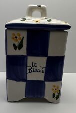 Casa Fina Cookie-Bisquit Jar/Canister, Blue And White, Yellow Flowers picture