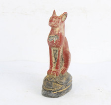 ANCIENT EGYPTIAN Statue of Cat Bast Bastet on Scarab with Horus Eye Statue (BA) picture