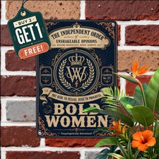 Headstrong Women Literary Quote Sign Vintage Feminism Metal Tin Wall Plaque picture