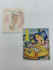 Vintage Antique Babys First Birthday Greeting Cards Lot of Two picture
