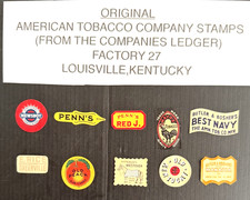 Vintage Louisville KY Tobacco Stamps Lot of 10 Factory 27 Paper Advertisement 30 picture