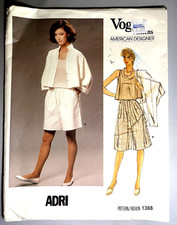 UCFF~Vtg 1990s Vogue American Designer 1368 ADRI Jacket, Culottes & Top~Sz 8 picture