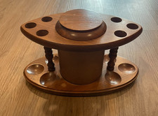 Vintage Fairfax Wood Humidor Mid Century Smoking Pipe Stand 6 Pipe Rest Holder picture