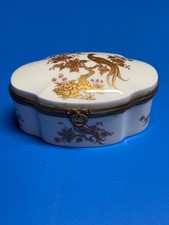 Antique Limoges France Trinket Box Ormolu hinge Porcelain Casket birds picture