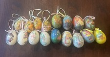 Collection Of 17 Vtg Style Decoupage Paper-mâché And Foam Hanging Easter Eggs picture