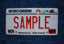 1996 Wisconsin SAMPLE License Plate picture