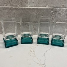 Set 4 Luigi Bormioli Monet Light & Music Liqueur Glasses Vintage Square Green picture
