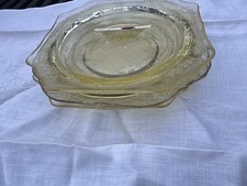 Vintage Anchor Hocking Princess  Pattern Yellow Depression Glass 6” Plate Set 3 picture