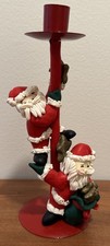 Vintage Spaghetti Style Santa Christmas Candlestick 8”~EUC picture