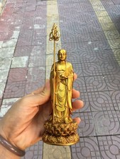 Old Gilt Gold Bronze Ksitigarbha Bodhisattva Statue CF picture