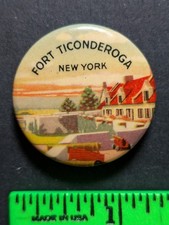 Vintage Fort Ticonderoga New York Pinback Pin picture