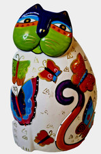VTG Laurel Burch Signed Bella Casa Ganz Cat Figure Butterfly Folk Art Excellent picture