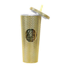 Gold Plated - Starbucks 24oz 710ml Cold Drink Cup Diamond Studded Tumbler Gift picture