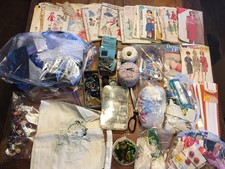 Large Lot of Sewing Notions,Doll Making Accessories,Patterns,Fabric,Buttons picture