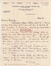 ZANE GREY - SIGNED - LETTER - 1920 - MRS. ZANE GREY - BUILD CATALINA HOUSE picture