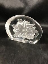 Vintage 1999 Christmas Holly Clear Glass Paperweight Frosted picture