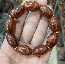 Tibetan Natural Agate Dzi Beads Bracelet Amulet Magic Power Tibetan Old picture