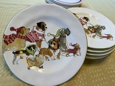 6 Vtg Pier 1 Imports “Park Avenue Puppies” Retired Plates Holiday Dining Christm picture